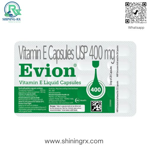 Evion 400  mg Vitamin E Capsules, supplied by ShiningRX